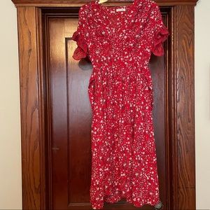 Red floral dress!